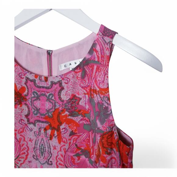 CAbi Style #127 Printed Jubilee Top Pink & Red Floral Blouse Top - Size XS - Picture 2 of 7